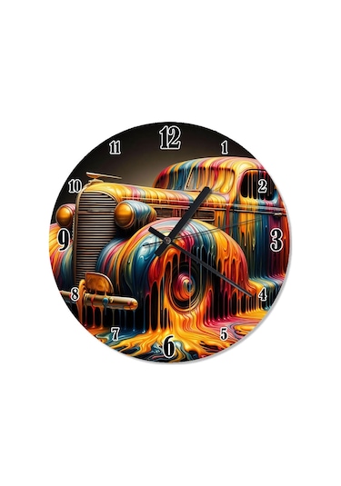 Klasik Retro Renkli Araba Analog Duvar Saati