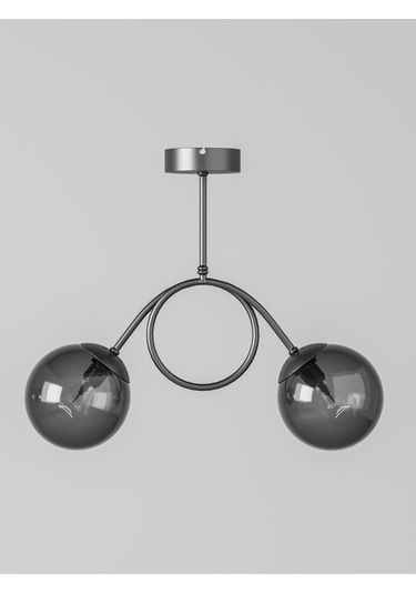 Arven Modern Siyah Metal Gövdeli 2'li Füme Cam Küre Avize