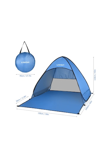 Lixada Otomatik Anında Açılır Plaj Çadırı Hafif Dış Mavi