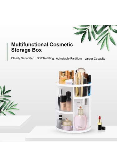 Youtek 360 Dönebilir Büyük Kapasiteli 7 Katlı Ayarlanabilir Makyaj Organizatörü - Yıkanabilir Beyaz