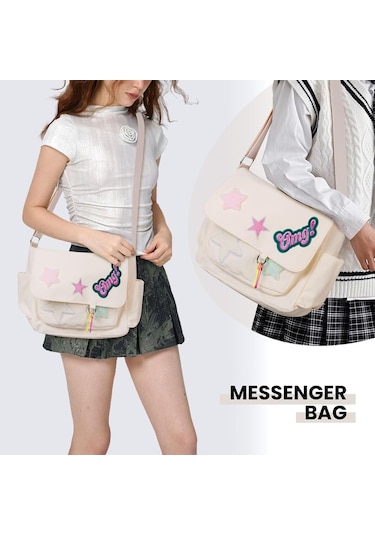Sevimli Haberci Çantası, Estetik Çapraz Çanta, Y2k Yıldız Grunge Çanta Emo Omuz Çantası Kadınlar İçin A A351 Beyaz