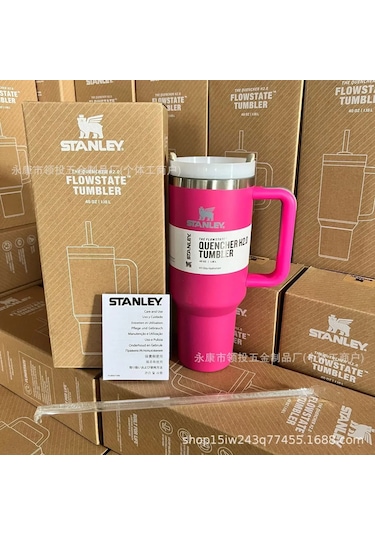 Paslanmaz Çelik Pipetli 1200ml Araba Bardağı - Gül Kırmızısı Um45489-1 Yurt Dışından Kırmızı