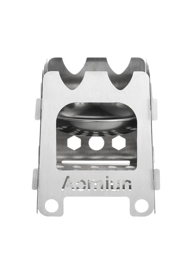 Youtek Aomiun Çelik Odun Fırını - Alkol Tepsili, İçine Katlanabilir, Hafif, Kamp Ve Bisiklet Turları İçin Hwl-06 Küçük Boy Gümüş