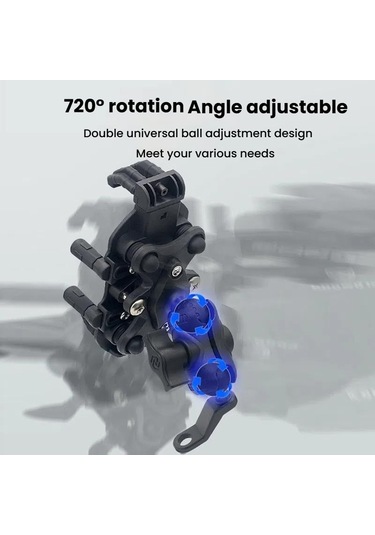 Motosiklet Dikiz Aynası Dağı Alüminyum Alaşımlı Şok Emici Cep Telefonu Tutucu Siyah Siyah