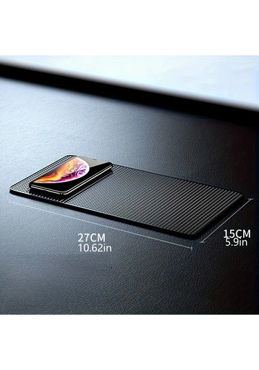 Sunshine011 Kaymaz Silikon Araç Telefon & Tablet Tutucu - Izgara Desenli, Isıya Dayanıklı, Konsol Koruyucu, Siyah