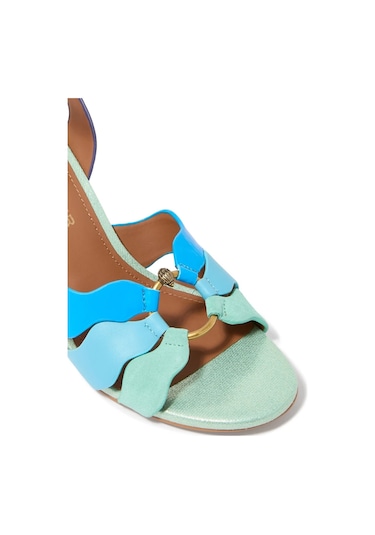 Kurt Geiger Sun Wave %100 Deri Lüks Tasarın Kadın Sandalet Mavi