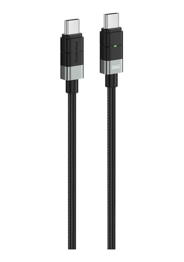 Foneng Xs03 60w Type-c To Type-c Işıklı Örgü 1.2m Hızlı Data Ve Şarj Kablosu
