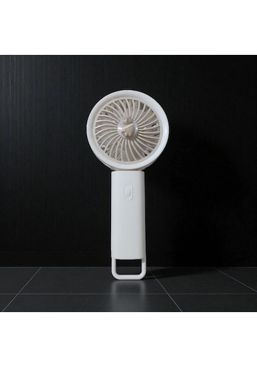 Mini El Fanı Usb Şarjlı 3 Kademeli Masa Üstü Vantilatör Krem Rengi Vantilatör