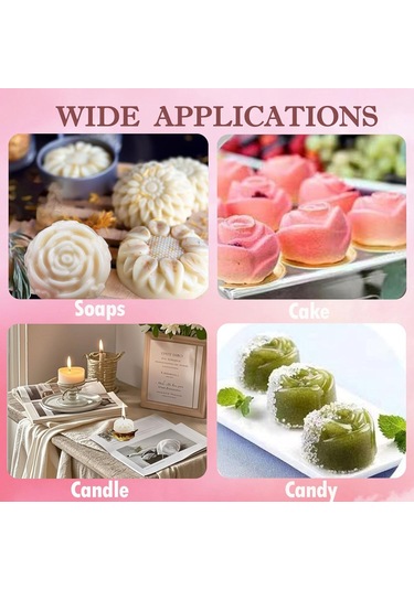 Springsun 3'lü Gıda Kalitesi Silikon Kalıp Seti - Çiçek Şekilli, El Yapımı Sabun, Kek, Çikolata Ve Kurabiye İçin - Anti Yapışkan, Isı Dayanıklı -40 C/+230 C Pembe