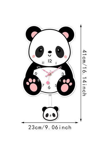 Homyl Panda Sarkaçlı Duvar Saati Sessiz Saat Akrilik Karikatür Stil A