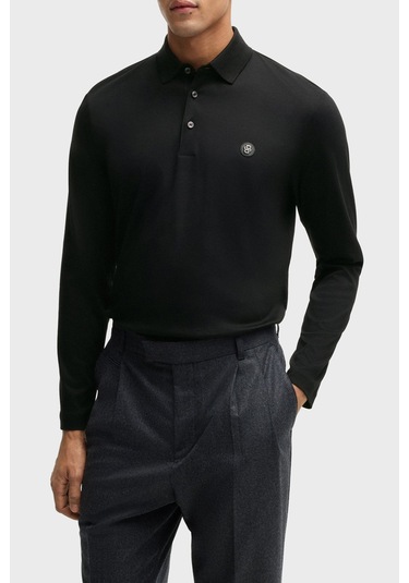 Boss Erkek Polo Yaka Sweat 50523917 002 Siyah Siyah Boss Erkek Polo Yaka Sweat 50523917 002 Siyah Siyah