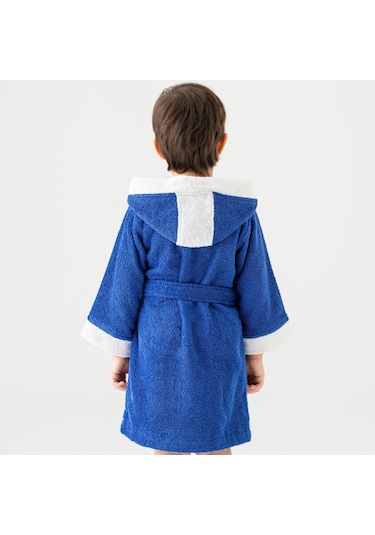 Soley Pueri %100 Pamuklu Unisex Çocuk Bornozu Saks Mavi