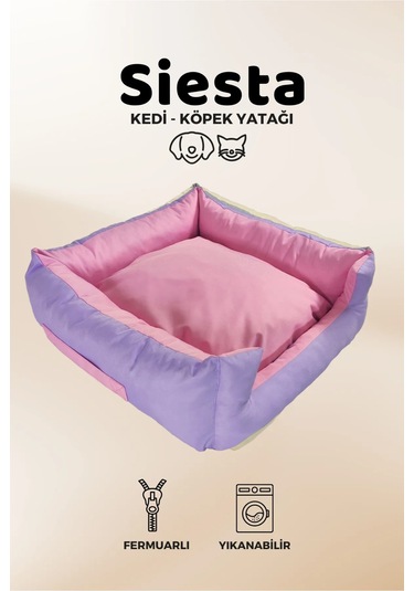 Xpermate Yuvi Kedi Yatağı Köpek Yatağı Tüy Tutmaz Kumaş Su İtici Kumaş Fermuarlı 55 x 60 x 23 CM