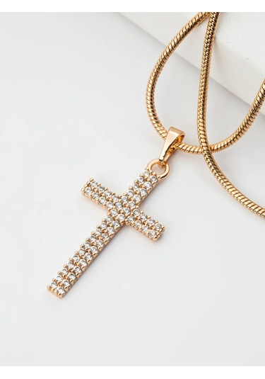 Xuping Taşlı Altın Kaplama Haç Kolye Tıbbi Alaşımlı 158089319 Altın Rengi