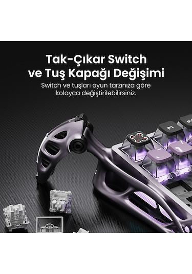 Gravastar V75 Pro Manyetik Kablolu Gaming Klavye, Xpro Kablosuz Optik Mouse Ve Mousepad Oyuncu Seti, Optik