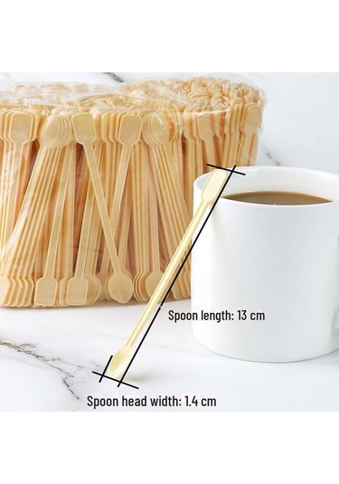 "sarı Gıda Sınıfı Tek Kullanımlık Kahve Karıştırma Kaşığı - Uzun Saplı, Küçük Tadım Kaşığı" Sarı