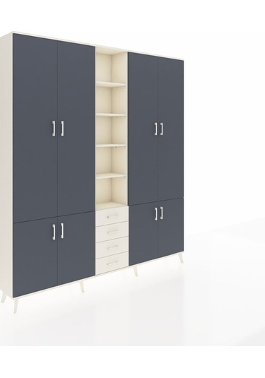 Arges Dolap 17 Raflı 4 Çekmeceli 8 Kapaklı 220x30x243 Aytaşı-antrasit/aytaşı Antrasıt/aytası