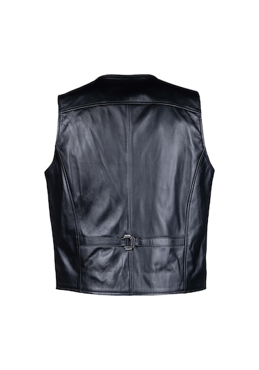 Tamer Tanca Erkek Hakiki Deri Siyah Yelek Deri Mont 1042 Y01 Erk Derı Yelek Sk24/25 Sıyah Zıg Siyah