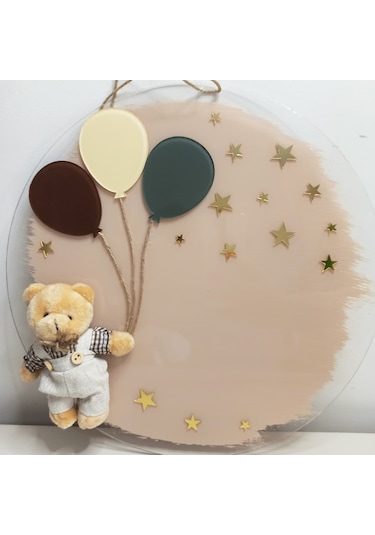 Kişiye Özel İsimli Ayıcıklı Erkek Bebek Kapı Süsü