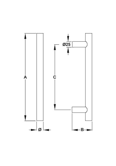 Hafele Steven Çekme Kol P.Çelik Mat Ø25X600Mm