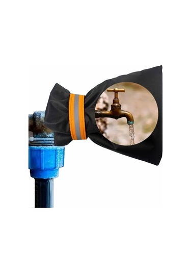 Qingmipy Kışlık Dışarıdaki Muslukları Koruma Kılıfı, Oxford Kumaş, Isı Yalıtımı, Reflektif Siyah, 26x64 Cm