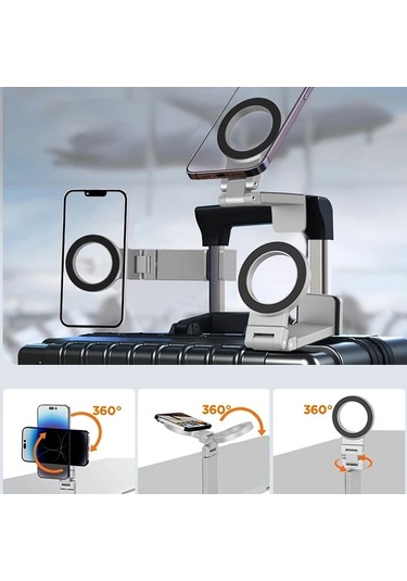 Motion003 30 Ev Gri Ağır Hizmet Manyetik Telefon Tutucu Katlanabilir Dönebilir Abs Plastik M Gri