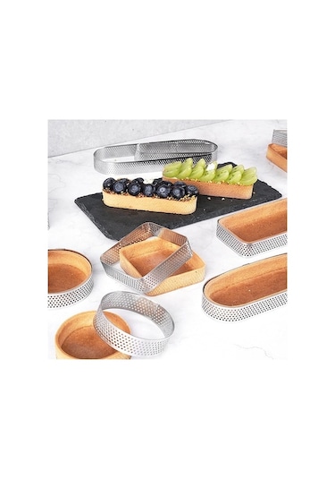 Dancemonkey Bn1006 Paslanmaz Çelik Daire Delikli Kek Kalıbı 2.7 İnç, Daha Geniş Kenarlar Gri