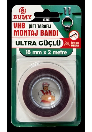 Bumy Vhb Montaj Bandı 18 Mm X 2mt Gri