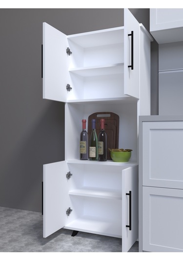 Dizayn Mutfak Dolabı 59.6x160 Cm Beyaz