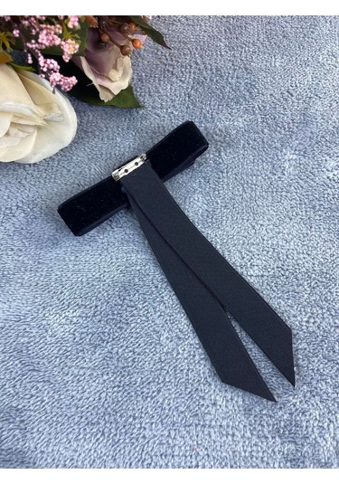 Siyah Kadın Broş Yaka Aksesuarı Yaka Kurdelesi Kıyafet Aksesuarı Yaka Broşu Siyah Çok Renkli