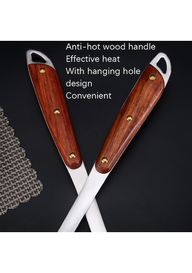 Sones 304 Paslanmaz Çelik Ahşap Saplı Mutfak Eşyaları Ev Mutfak Ekipmanları, Stil: Çorba Kaşığı