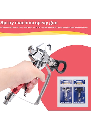 Xurunkeji Adet Boya Püskürtme Ucu 315,517 Ve Nozul Koruyucusu + Pompa Püskürtücü İçin 2 Adet Havasız Püskürtme Filtresi İle Havasız Boya Püskürtücü