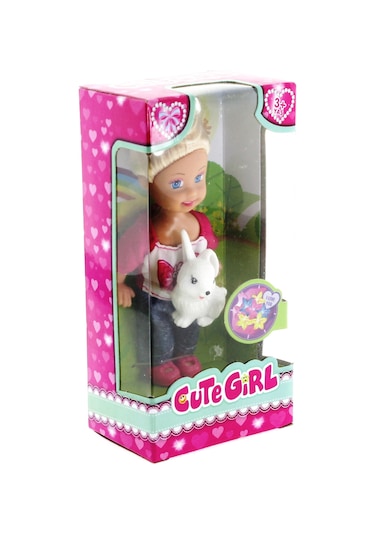 Cute Girl Tavşan Figürlü Sarışın Mini Bebek