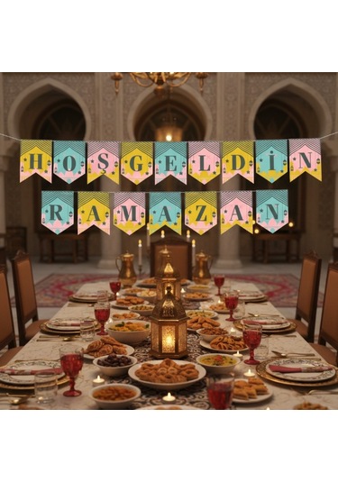 Periboia Ramazan Renkli Banner Süs - Hoşgeldin Ramazan