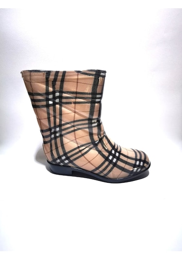 Yağmur Çizmesi Su Geçirmez Kahve - Krem