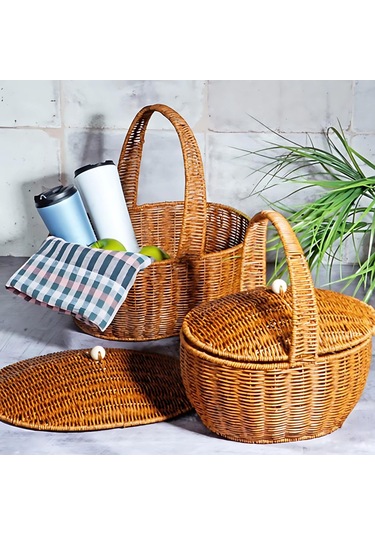 Spt-285 Kucuk Oval Pıknık Sepet Kahverengi