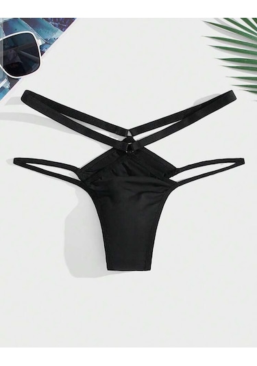 Erkek Metalli Brazillian Slip Siyah