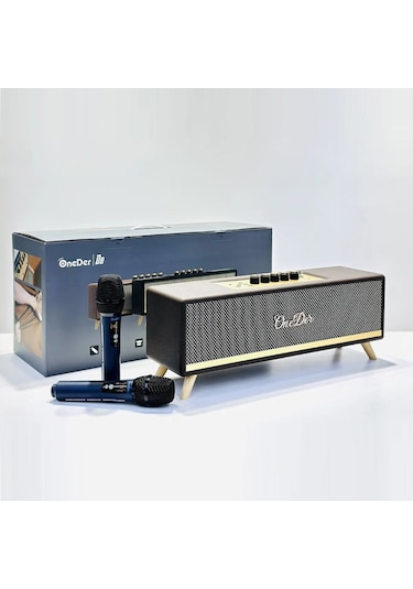 Oneder D8 Wireless Retro Dual Microphone Bluetooth Speaker Kahverengi