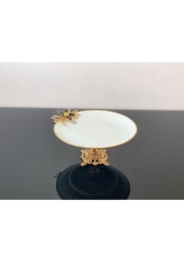 Aymin Kristal Ayaklı Sunumluk Siyah Çiçek 28 Cm