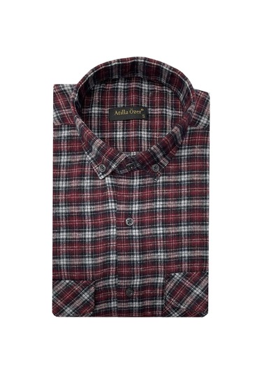 Atilla Özer Kışlık Kaşmir Erkek Gömlek - 7463 Bordo