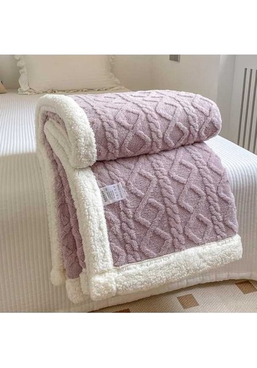 Flybuy Yumuşak Mor Kuzu Kadife Kalın Düz Çift Battaniye Sade 200x150 Cm Hqgoodstore Ev Mor