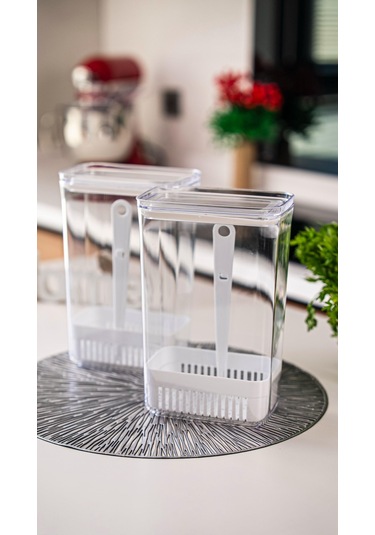 Ludıa Vakum Kapaklı Sebze Yeşillik Saklama Kabı 2900 Ml Beyaz - Şeffaf