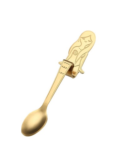 Altın Denizkızı Çay Kaşığı Paslanmaz Çelik Yaratıcı Çay Kahve Kaşığı