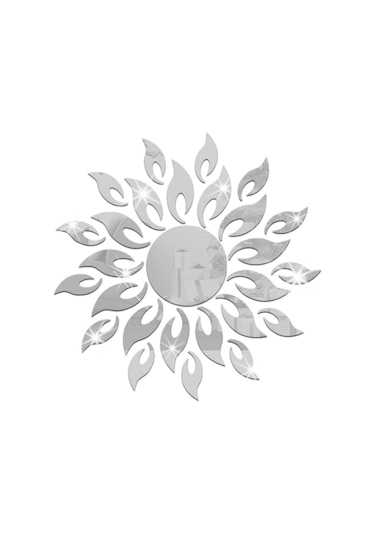 Youmex Gümüş Renkli 27 Parça Plastik Ayna Duvar Sticker Seti - Ev Dekorasyonu Arka Plan Dıy Duvar Dekoru Gümüş