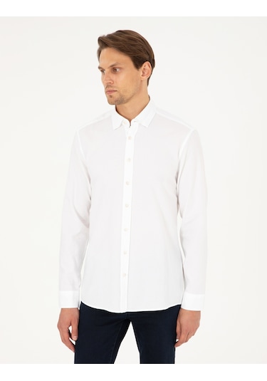 Pierre Cardin Erkek Beyaz Gömlek Desenli 50293255-vr013 Beyaz