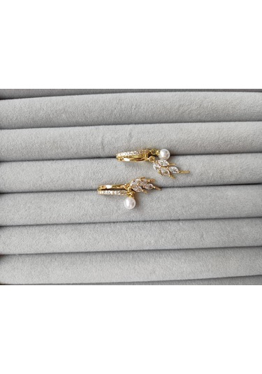 Geeksen "şık S925 Gümüş İnci Kalp Küpe - Zarif Ve Romantik Tasarım" Gold