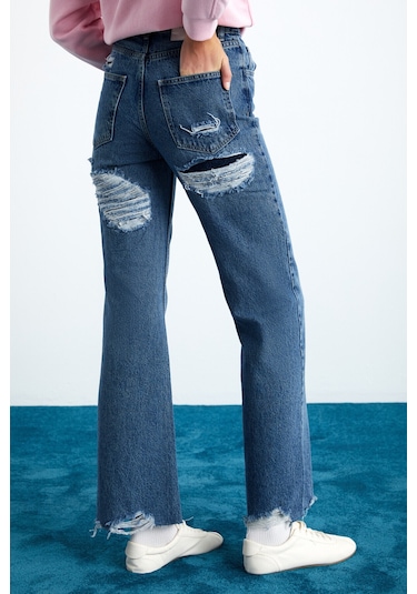 Cochem Kadın % 100 Pamuk Iç Göstermeyen Astarlı Mavi Jeans