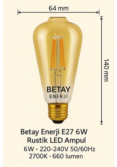 Led Fılament Rustik Ampul Kes 605