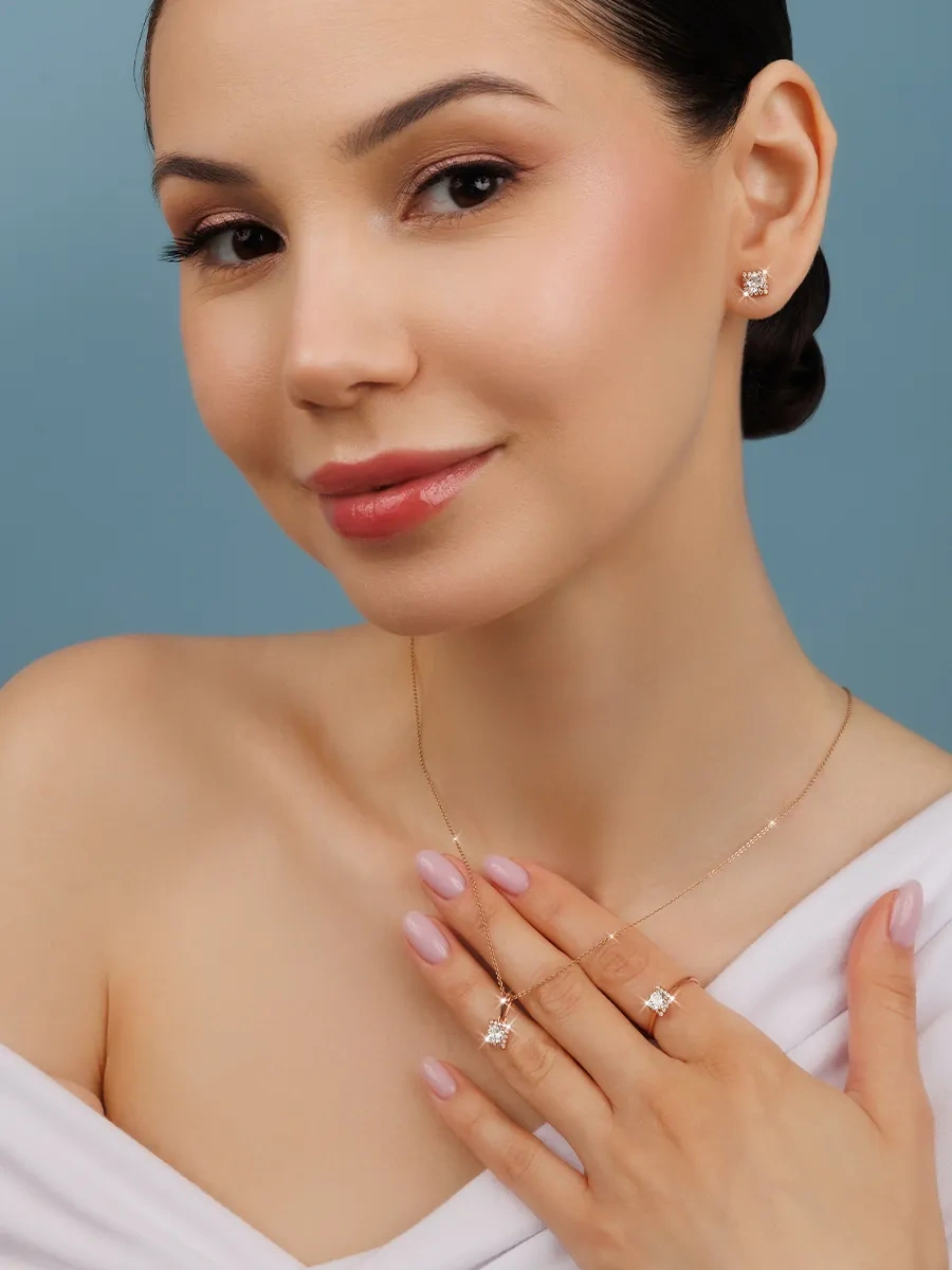 Veronika 925 Ayar Gümüş Kare Pırlanta Taşlı Pıçak Küpe 449754122 Altın