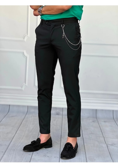 Modefendi Slim Fit Kalıp Düz Kumaş Pantolon Siyah